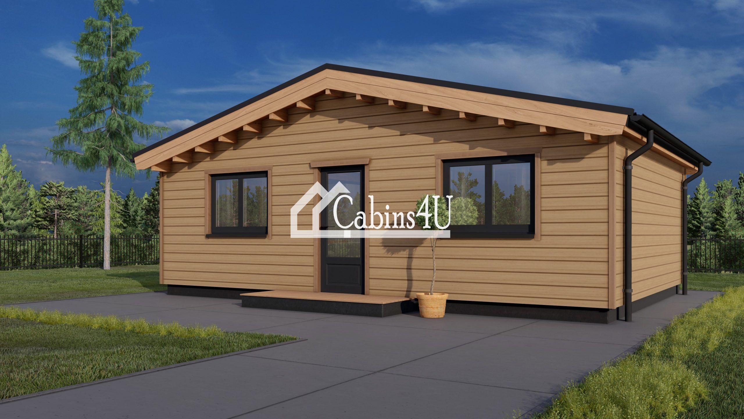 Model 9 (2 Bedroom Log Cabin 5.5x8m)